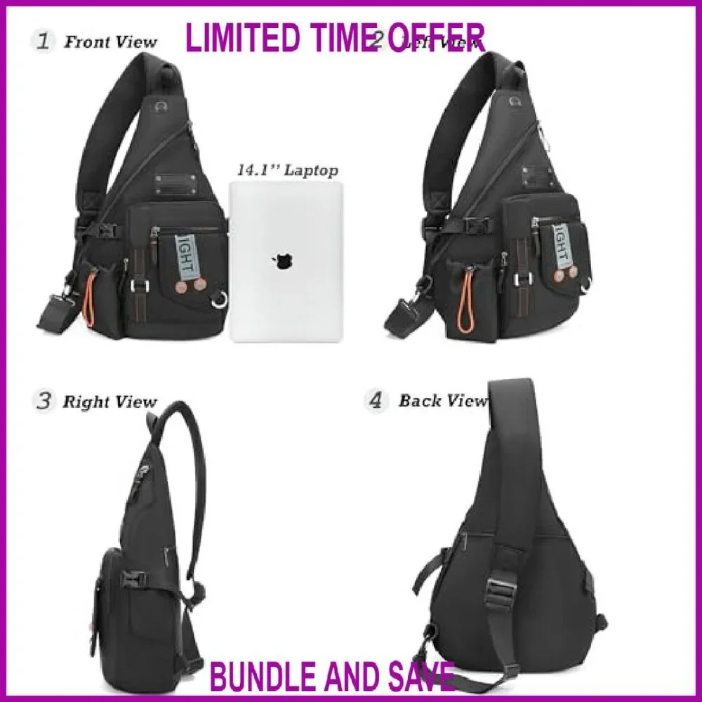 Water-Resistant Sling Backpack Fits 14